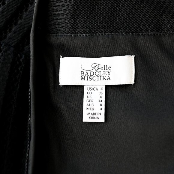 BELLE BADGLEY MISCHKA Black Sleeveless Crochet Mesh Dress - Size 4 - Picture 10 of 11